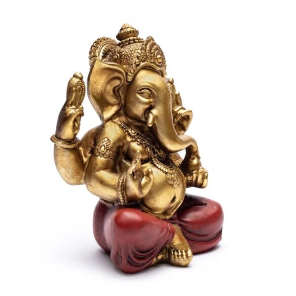 Statue du dieu hindou Ganesh doré en résine finement sculptée et peinte